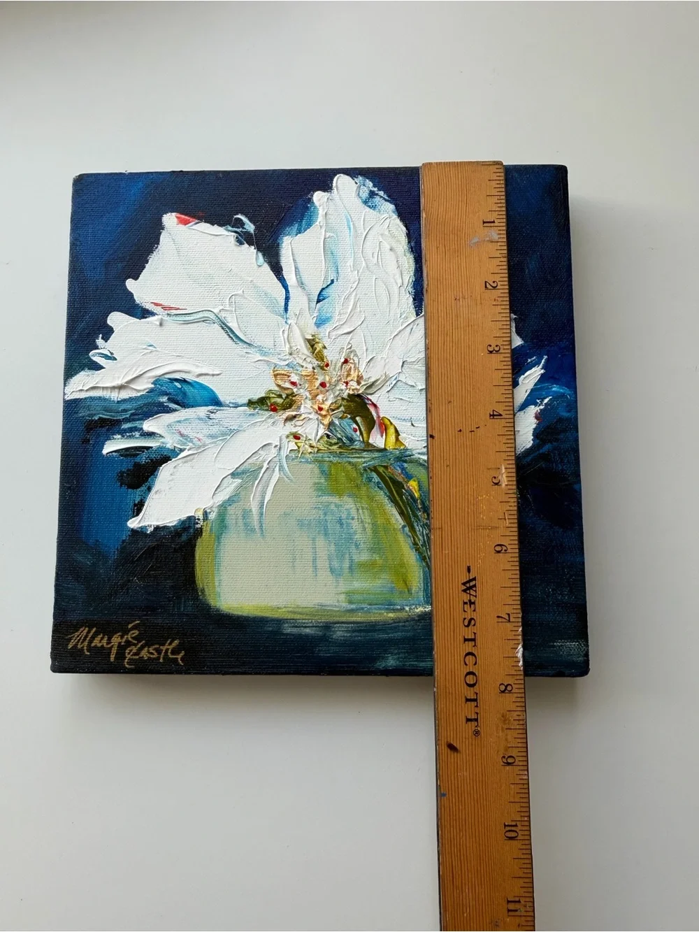 Original Painting Flower Magnolia in a green vase 8”x8” Still Life - Picture 10 of 10